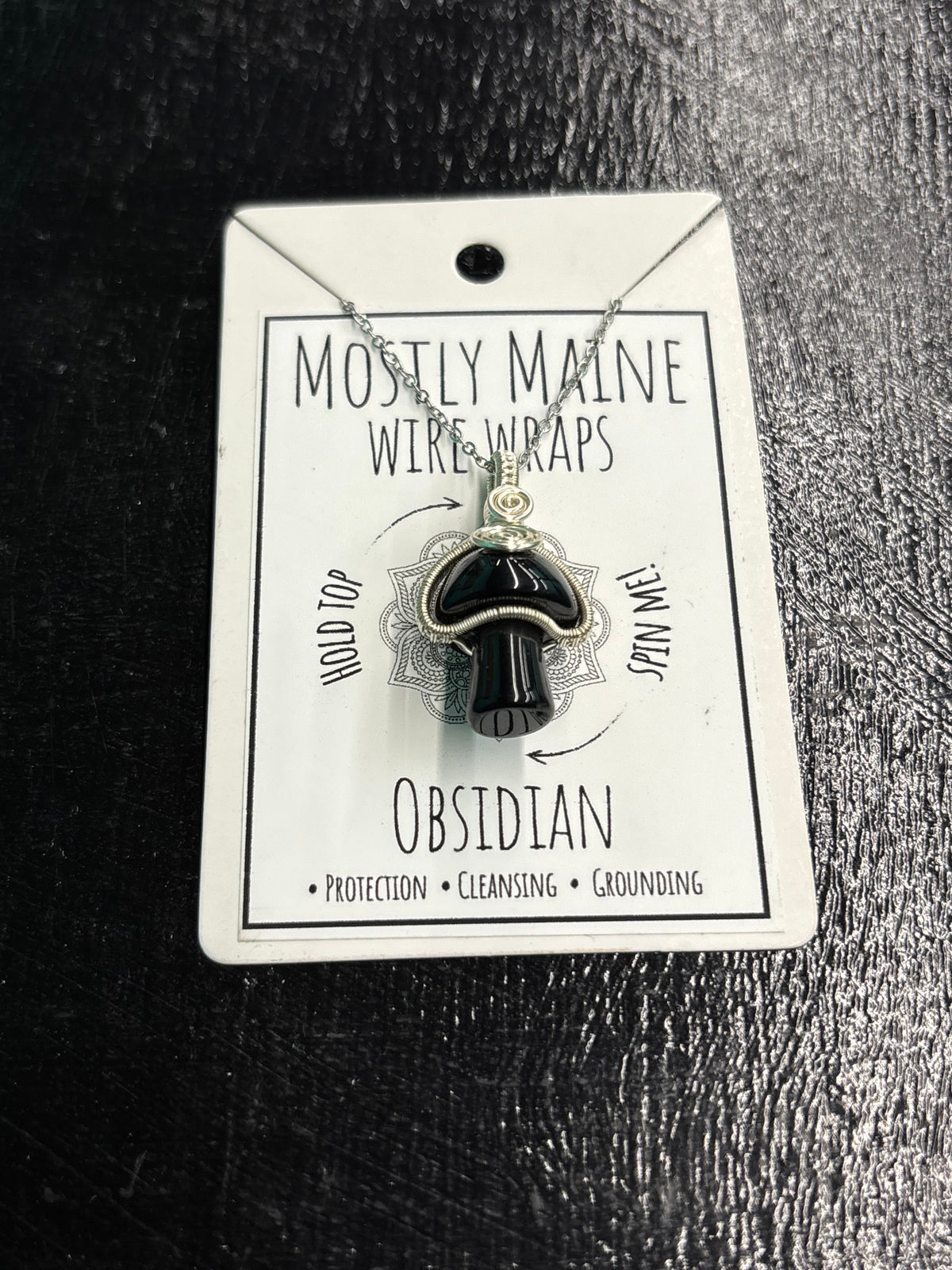 Mushroom Gemstone Fidget Wire Wrapped Silver Variant - Necklace