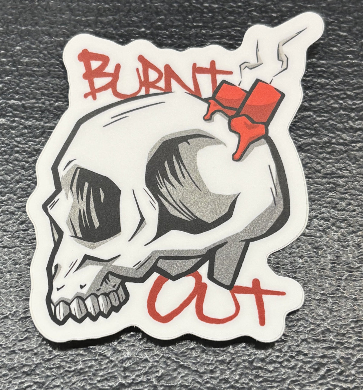 Burnt Out, Skull - sticker