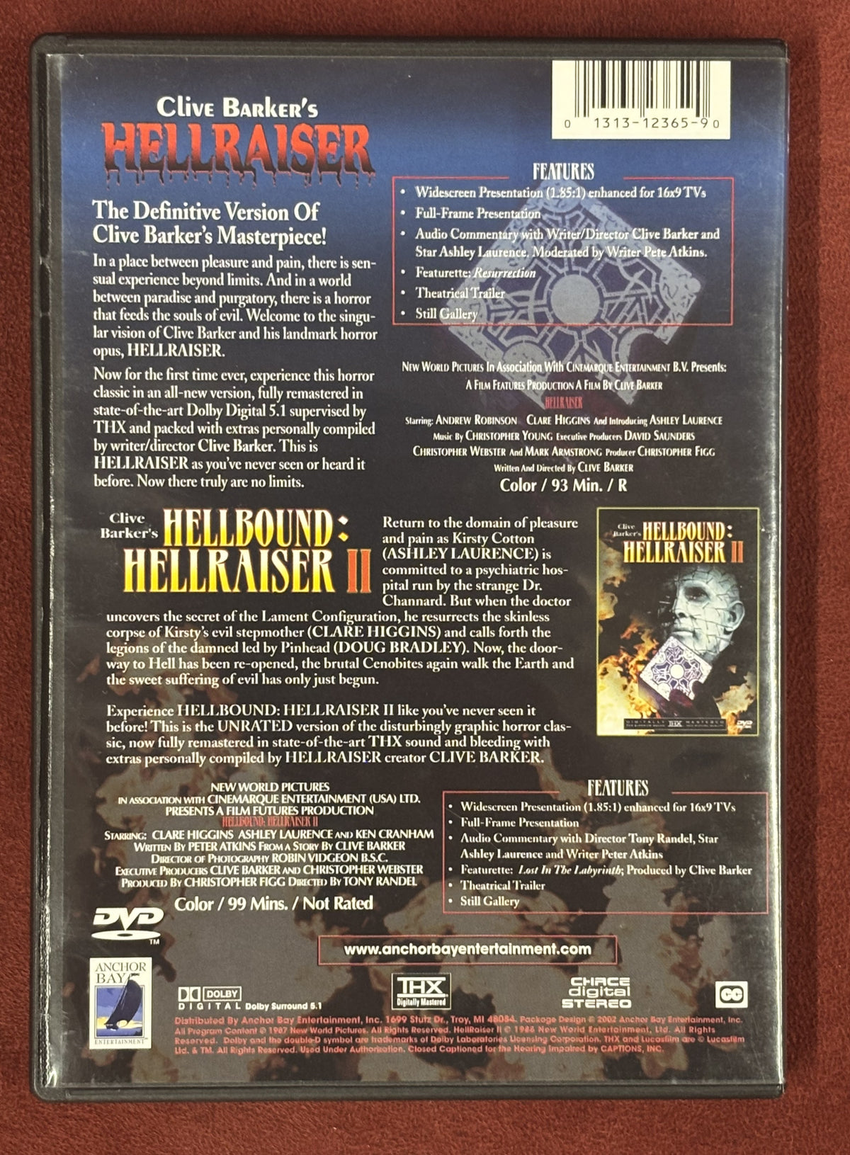 Hellraiser (1988) & Hellbound: Hellraiser 2 (1988) - DVD - used
