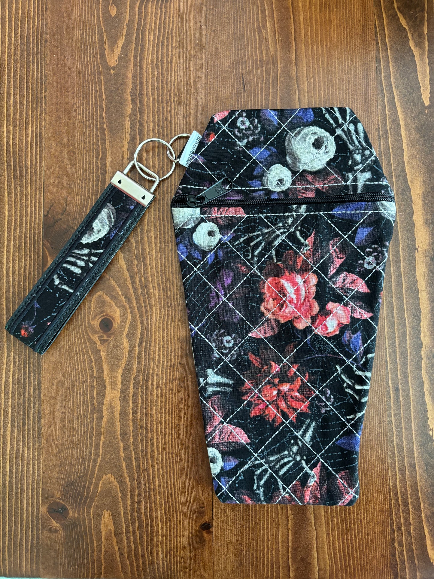 Bones, Buds, and Spider Webs - Coffin Wristlet Clutch