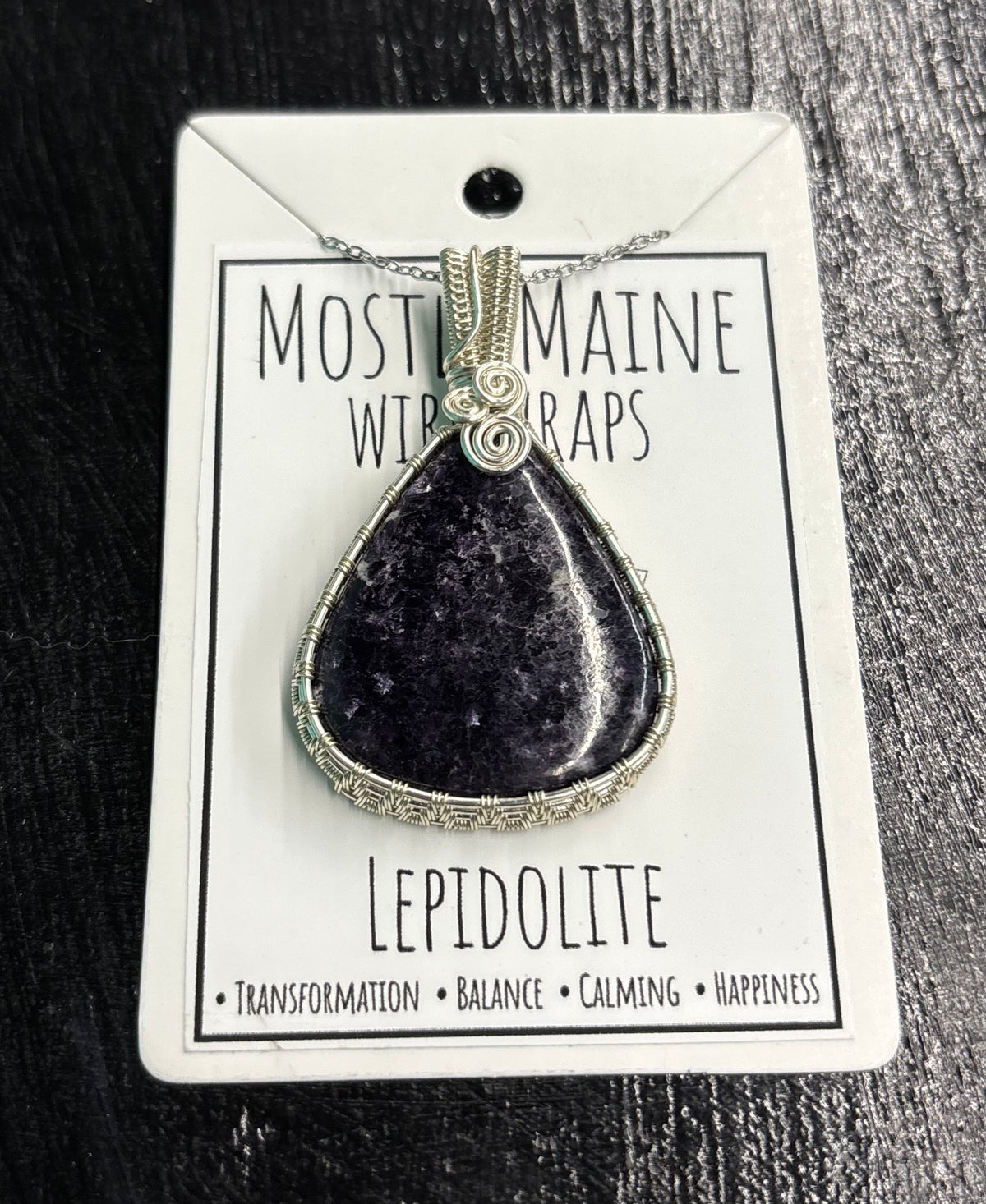 Lepidolite (Australian) Wire Wrapped Silver - Necklace