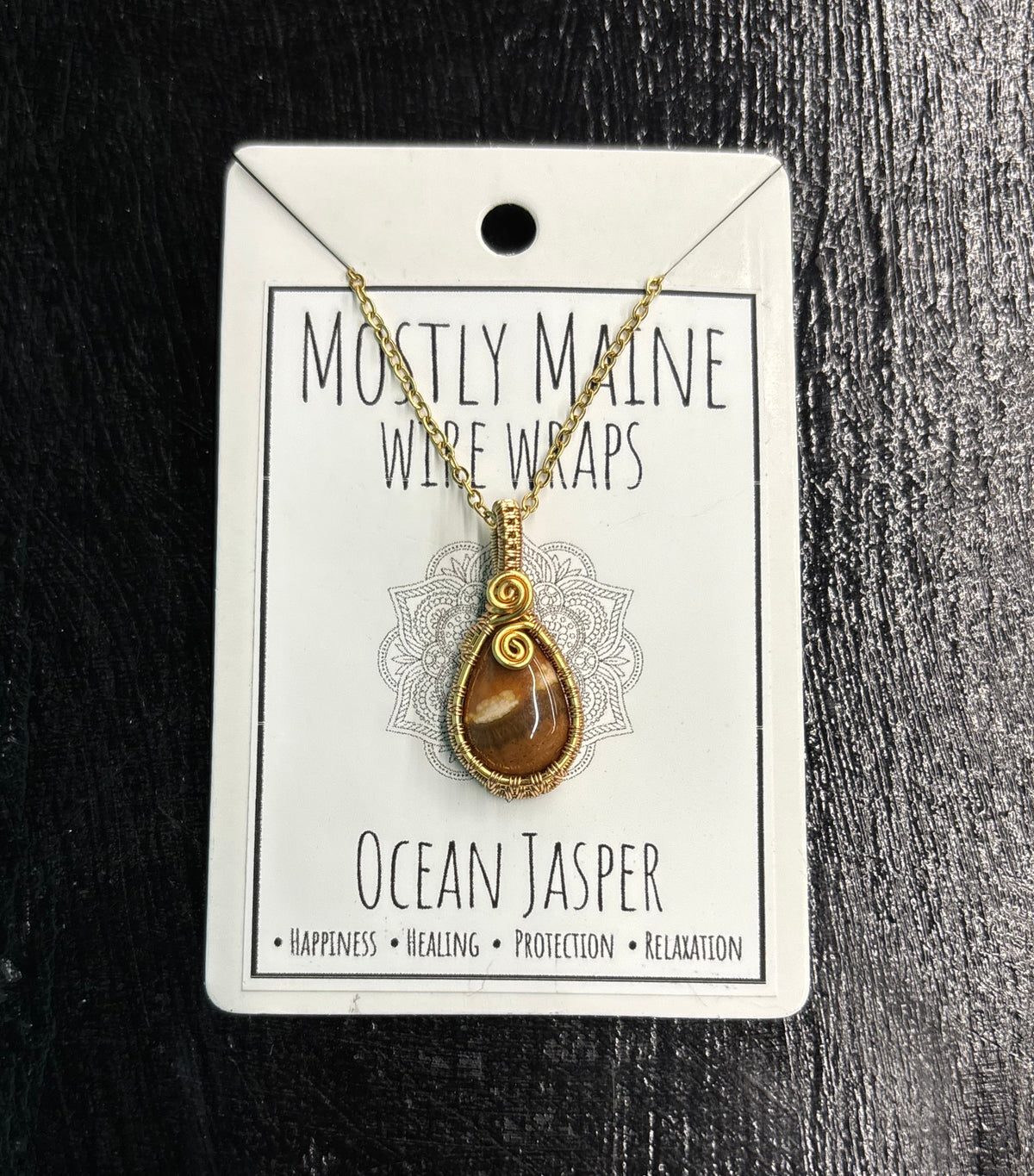 Ocean Jasper Wire Wrapped Gold - Necklace