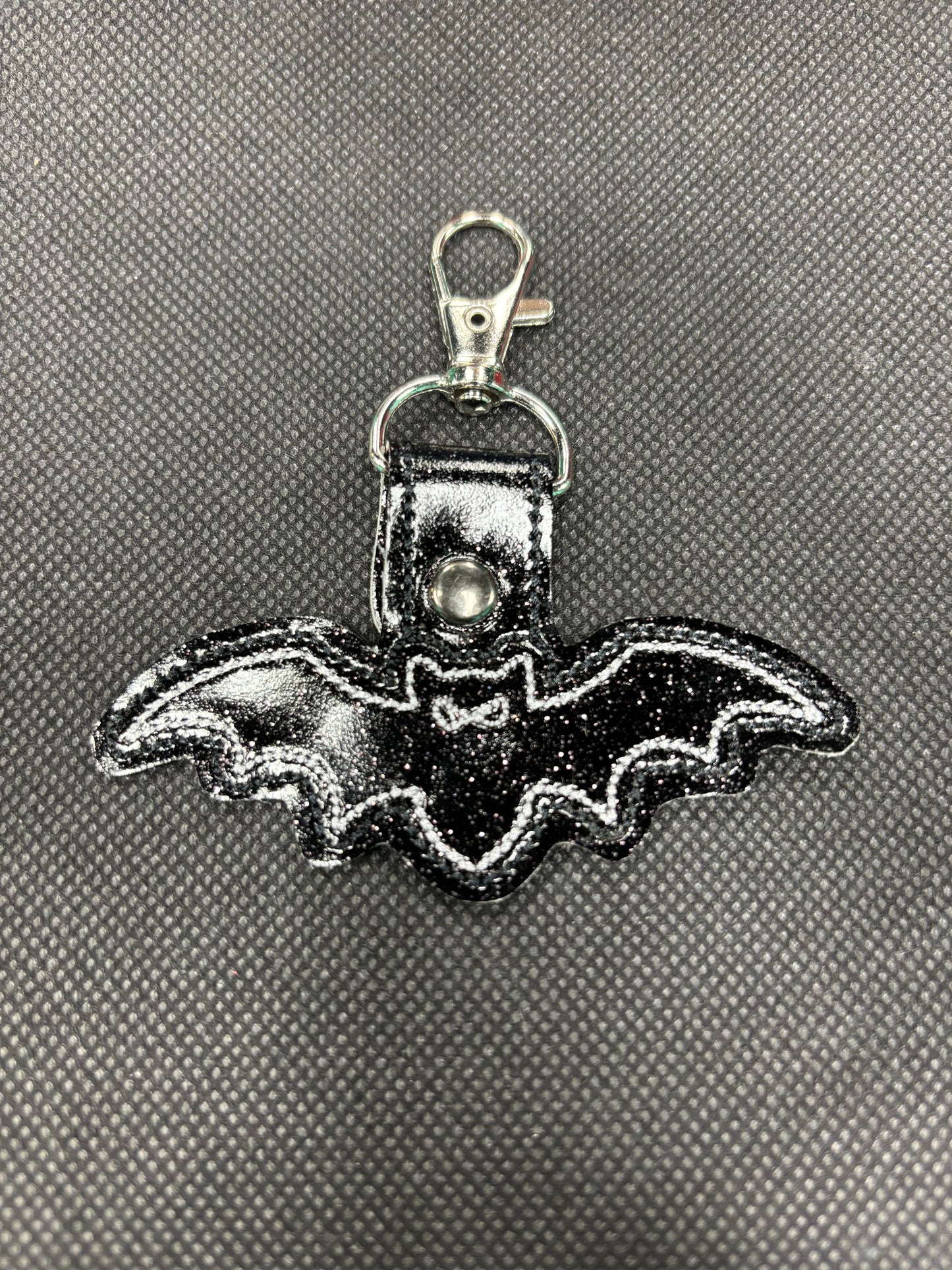 Stitched Vinyl Black w/ Gray Bat- Keychain