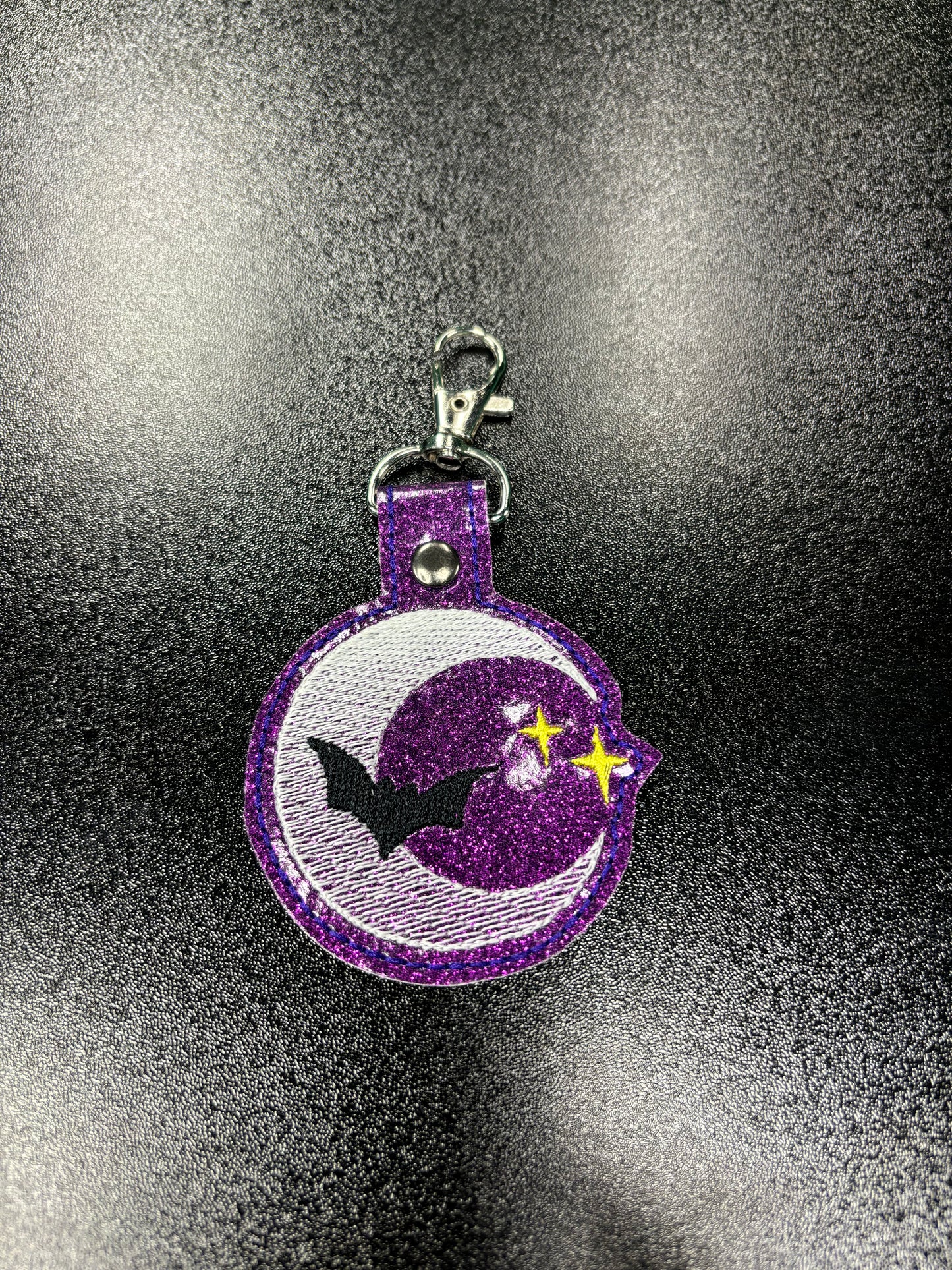 Stitched Purple Moon - Keychain