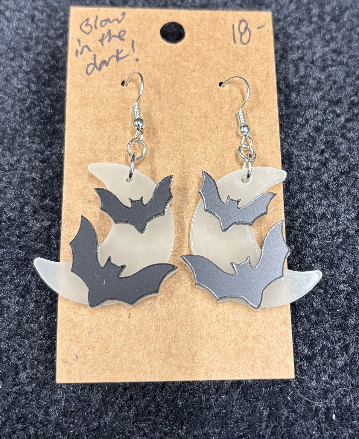 Glow Crescent Moon and Bat - Earrings