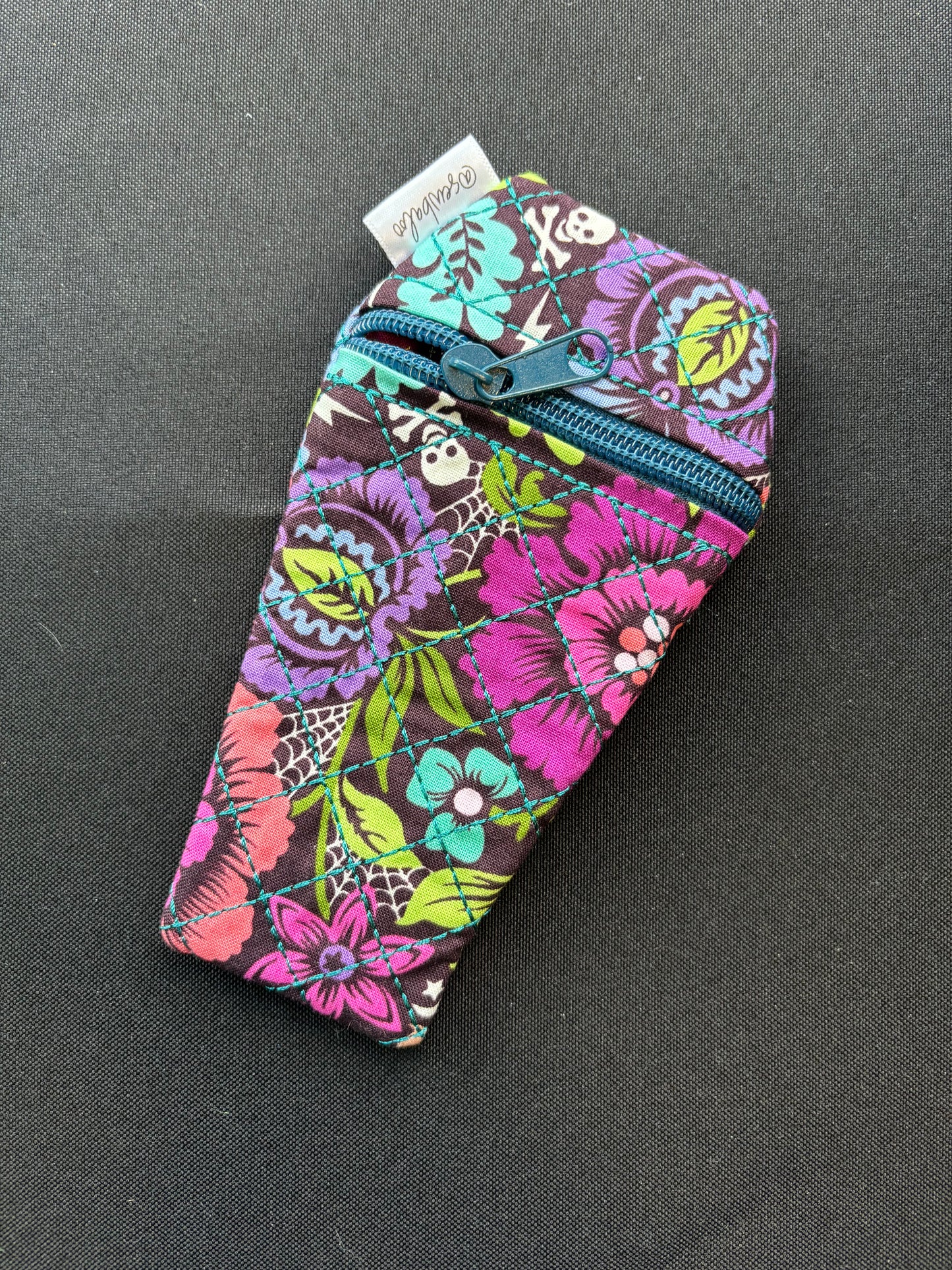 Skulls, Flowers, and Spider Webs - Coffin Pouch