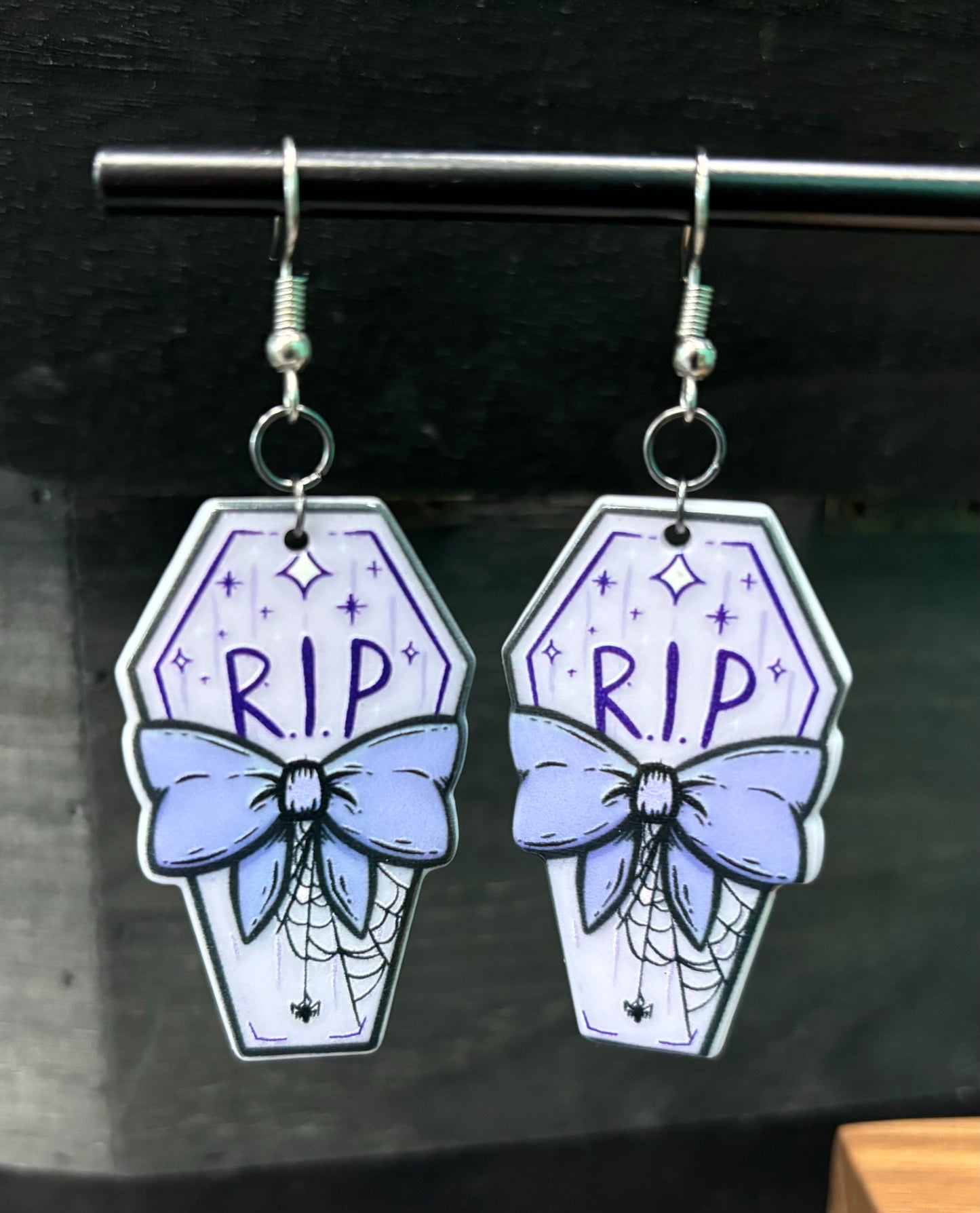 Purple Bow Coffin - Earrings