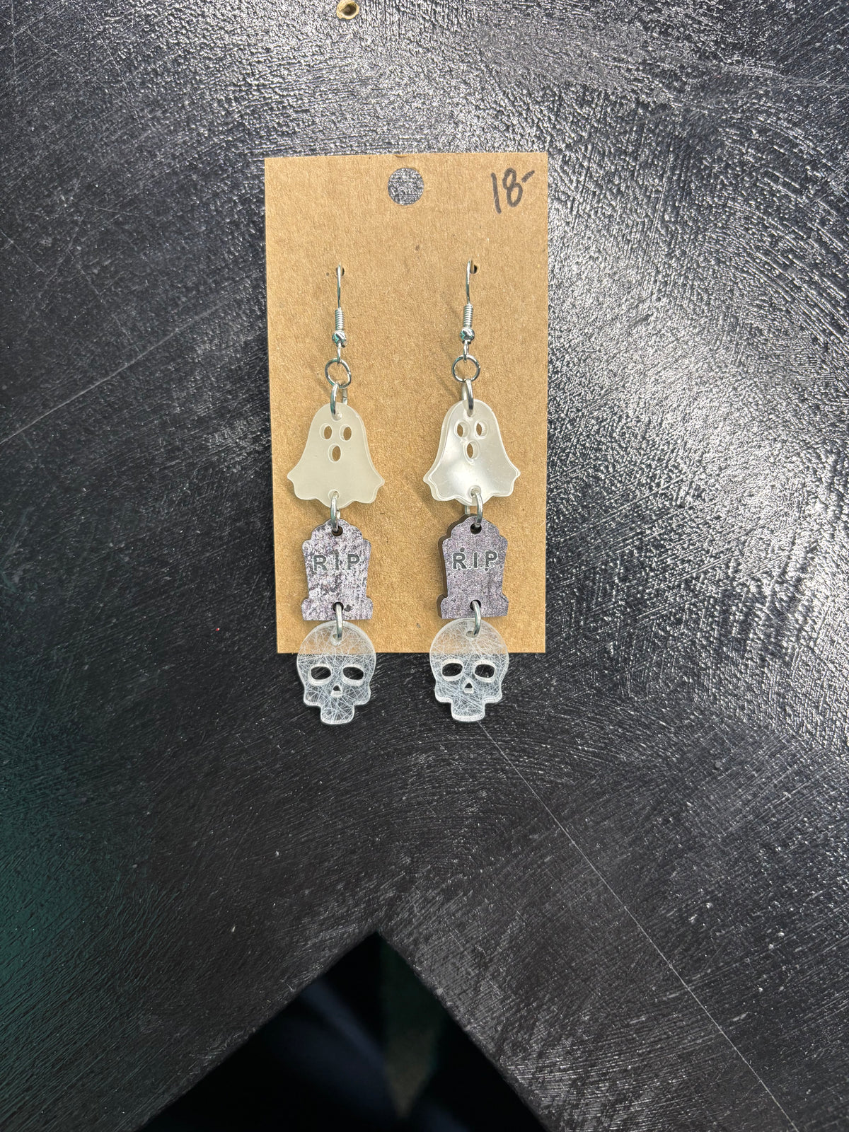 Ghost Tombstone Skull - Earrings
