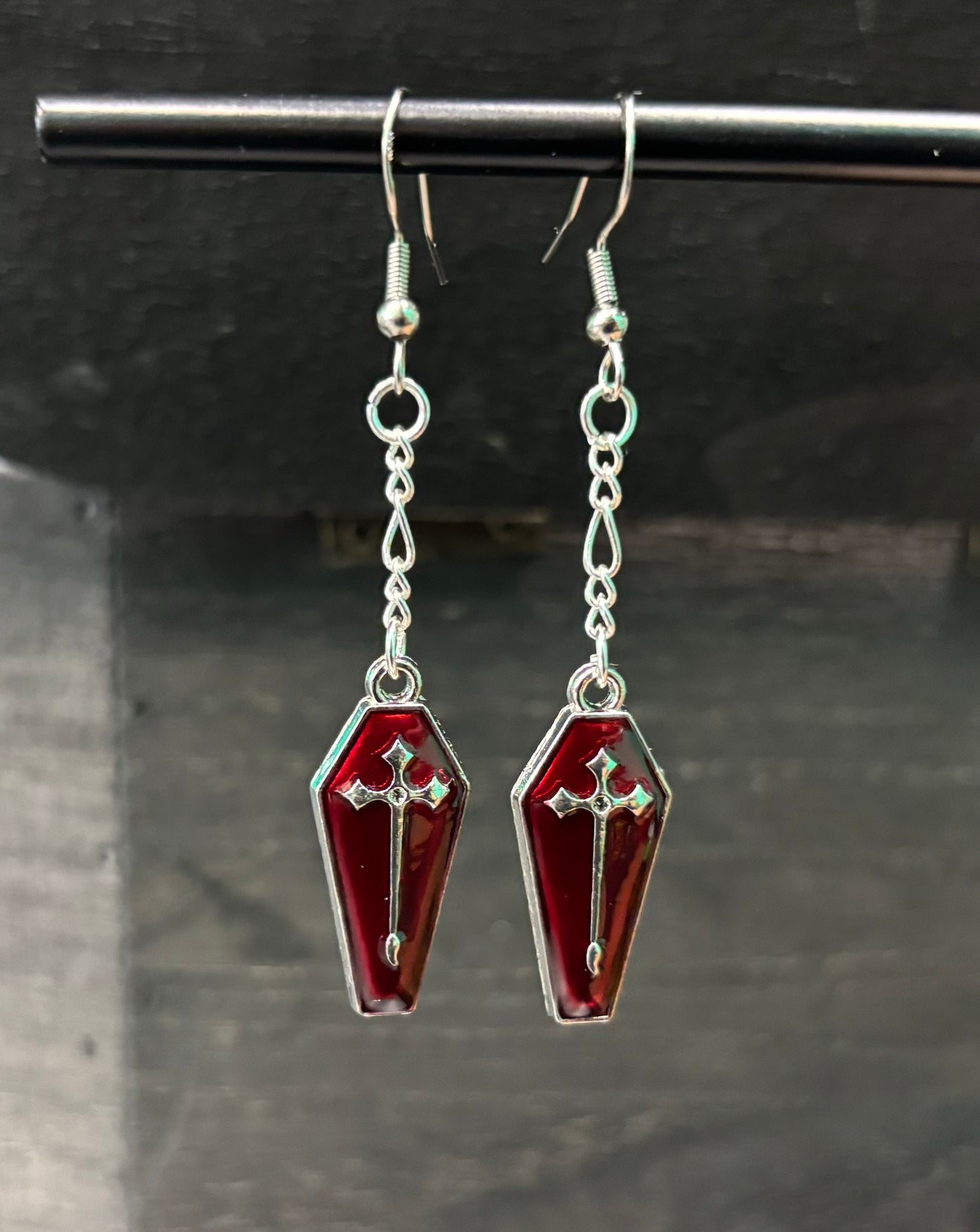 Red Coffin (silver) - Earrings