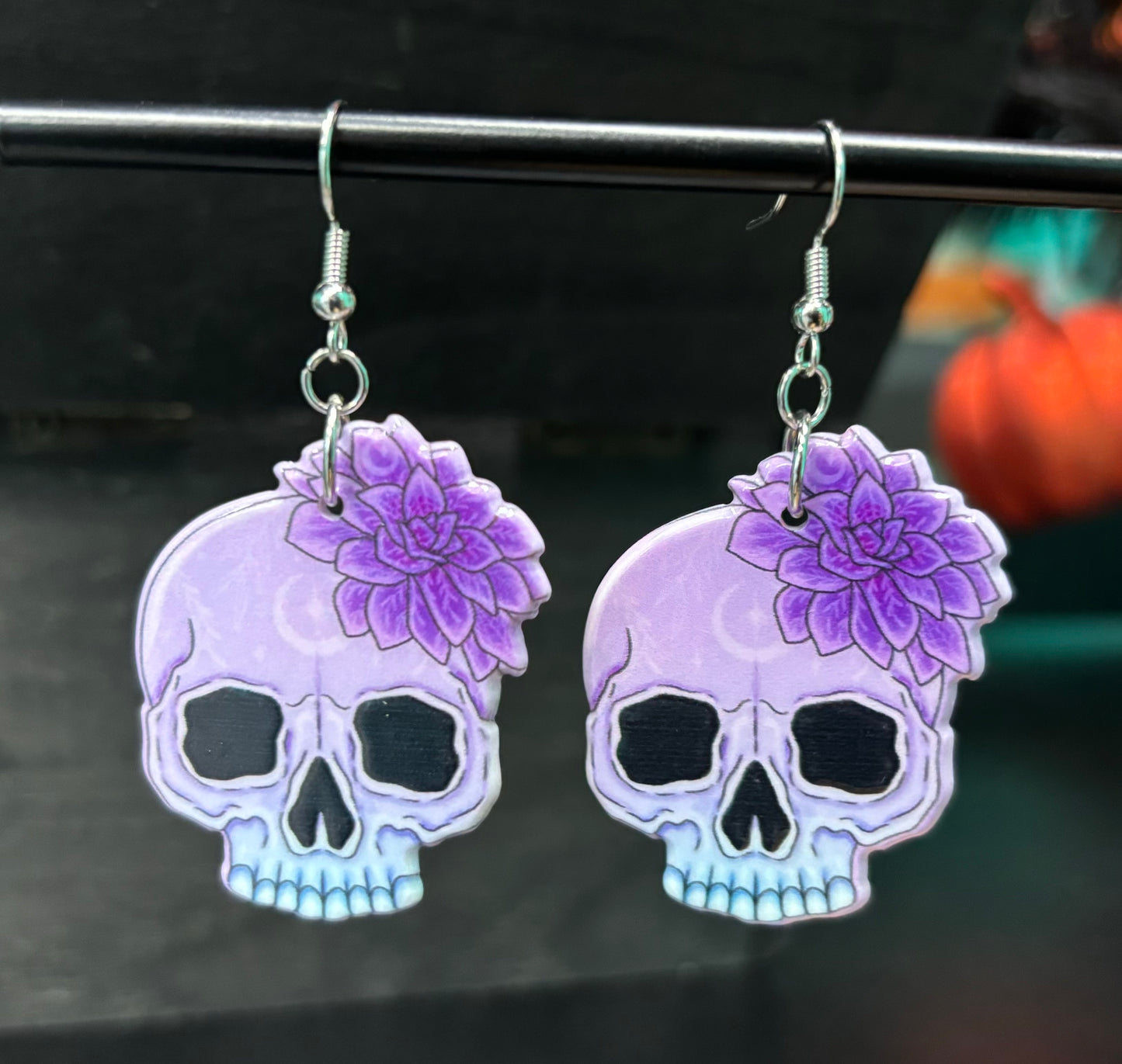 Skull with Flower - Earrings