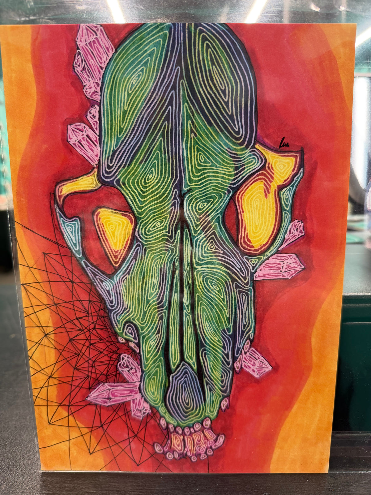 Animal Skull and Crystals - Art Print