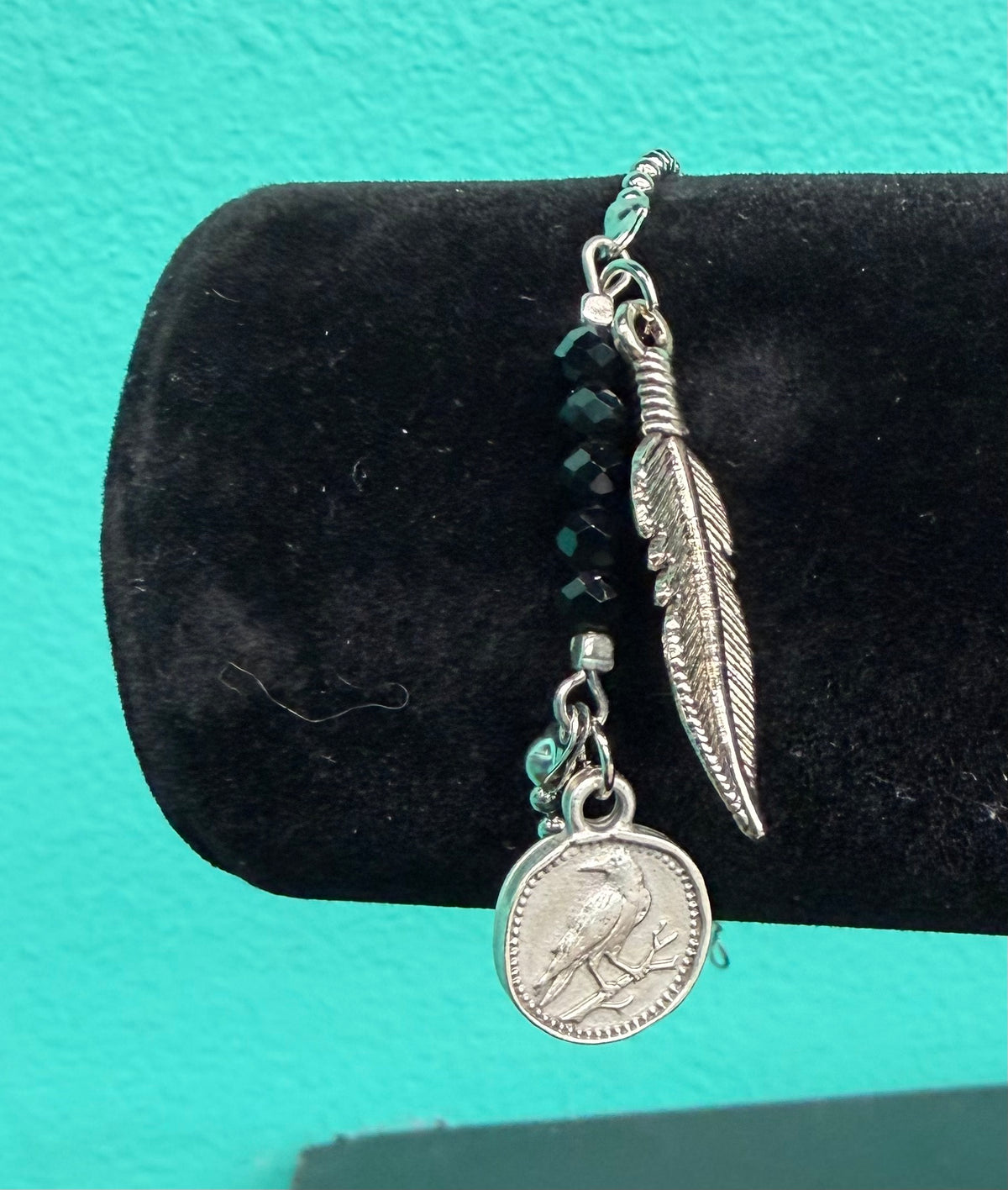 Crow Coin and Feather - Bracelet