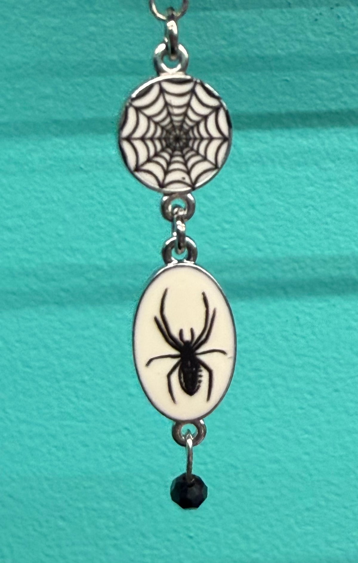 Black Spider and Web - Earrings