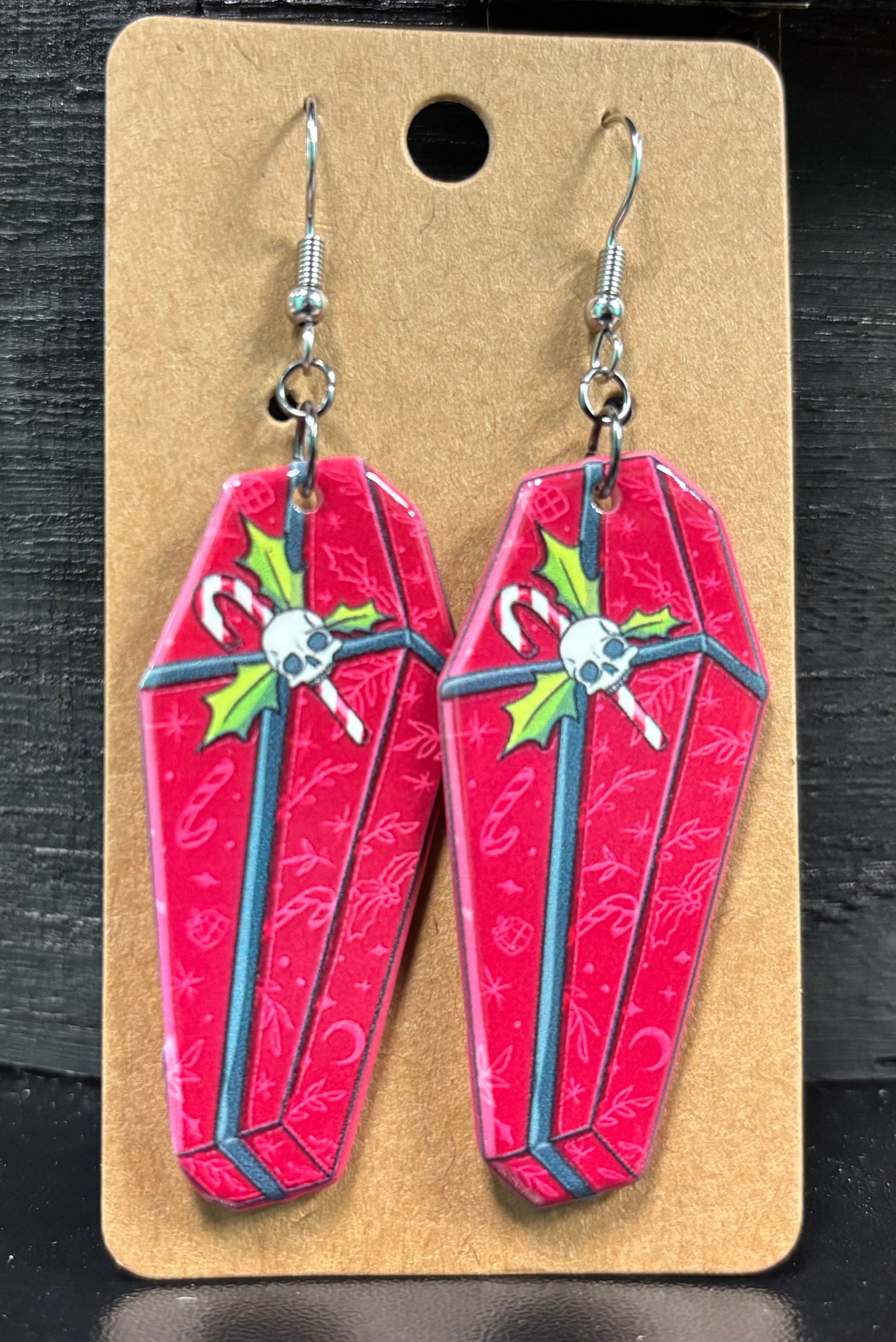 Red Holiday Coffin - Earrings