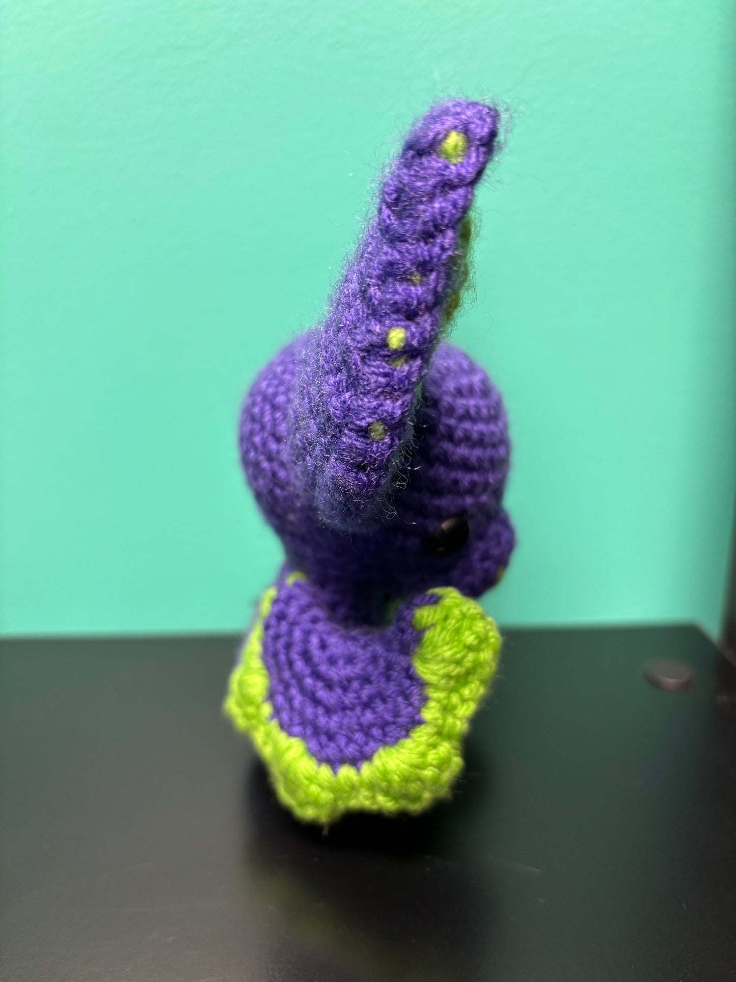 Little Purple and Green Bat - crocheted creature