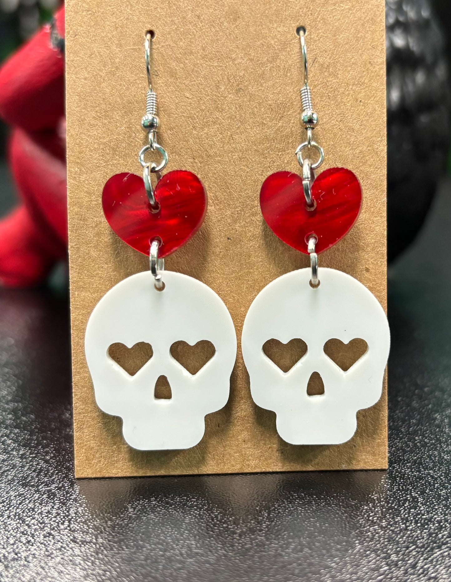 Hearts and Skulls - Valentine's Earrings