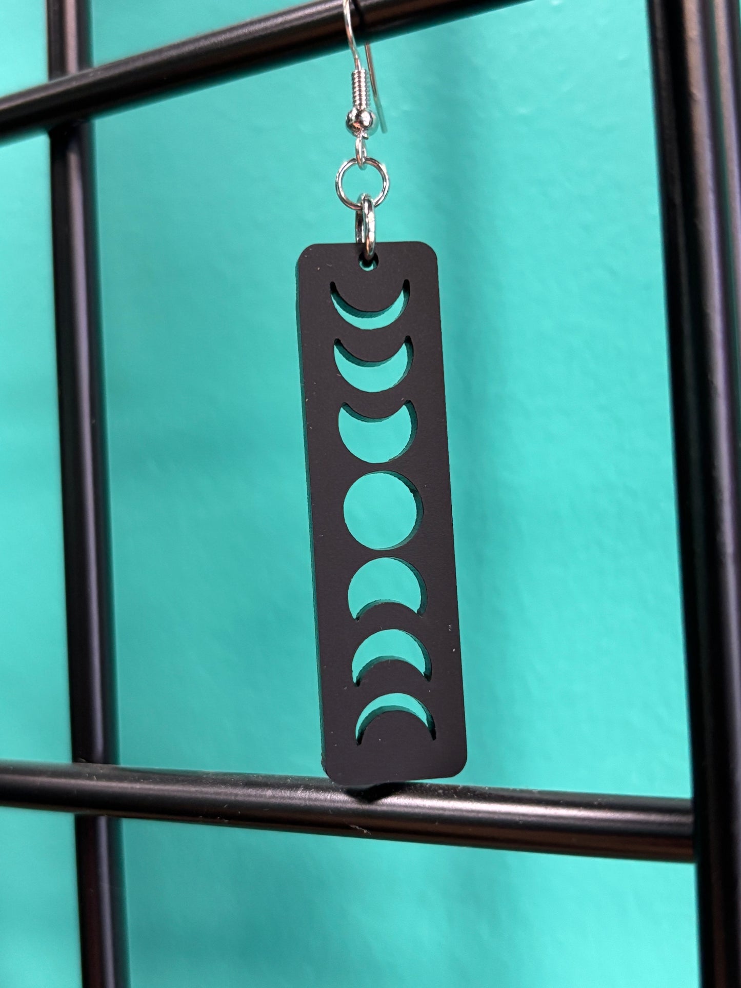 Black Moon Phases Bar - Earrings