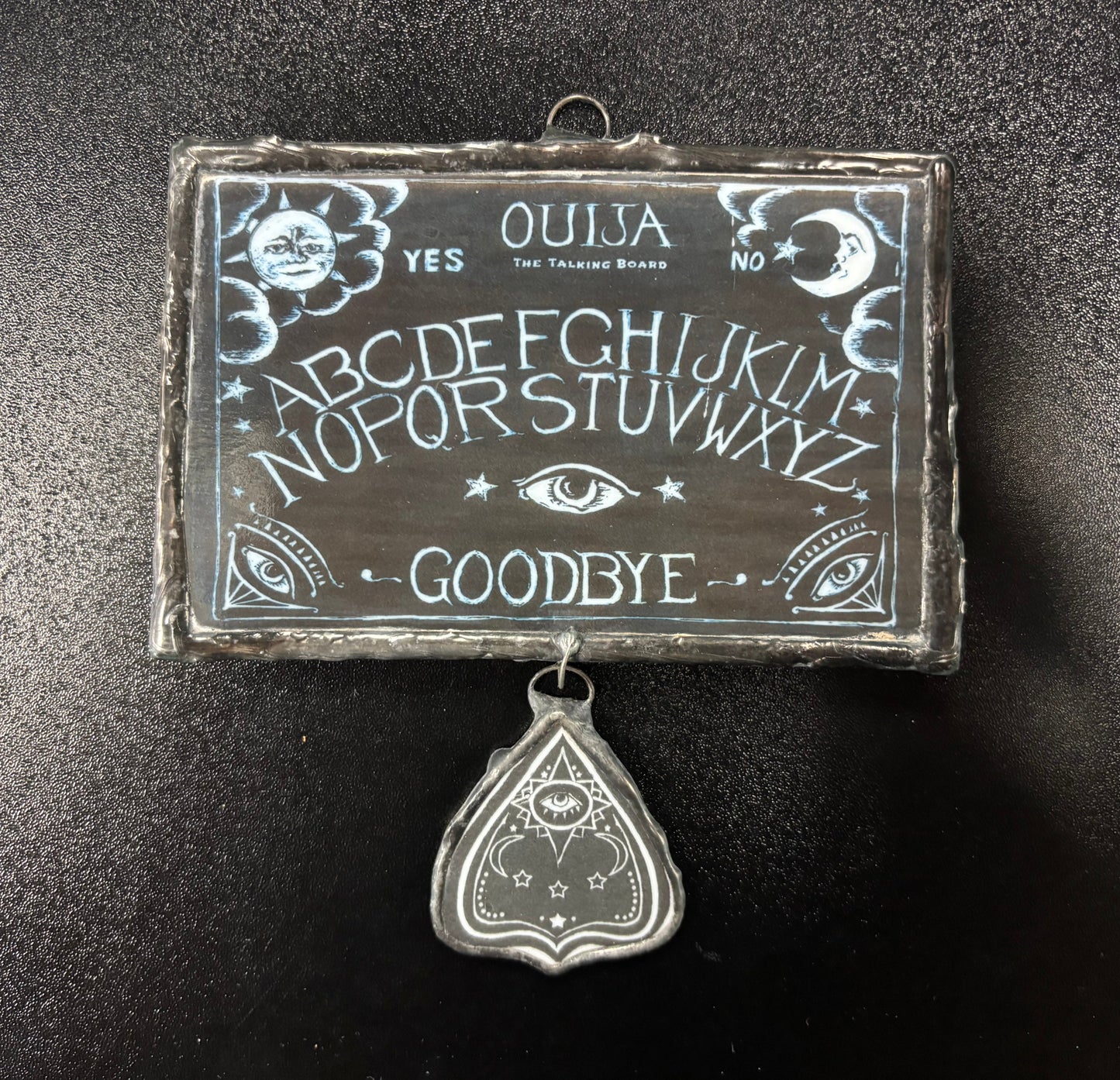 Ouija Board w/ dangle Planchette - Glass Art Ornament