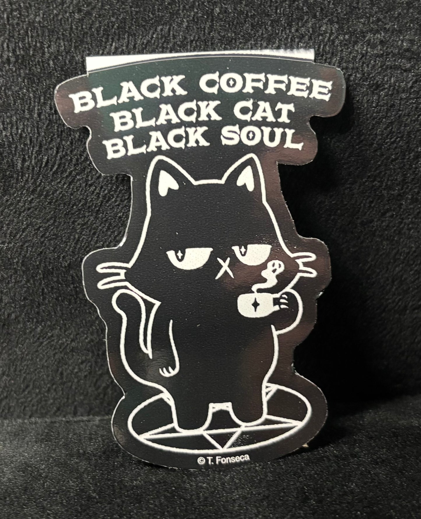 Black Coffee, Black Cat, Black Soul - Sticker