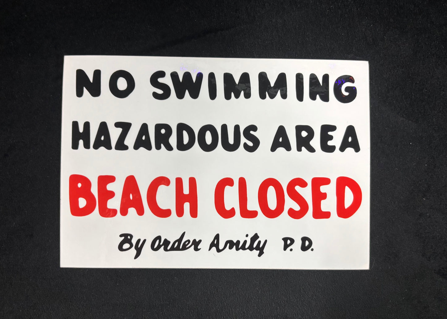 Amity PD No Swimming - Bumper Sticker