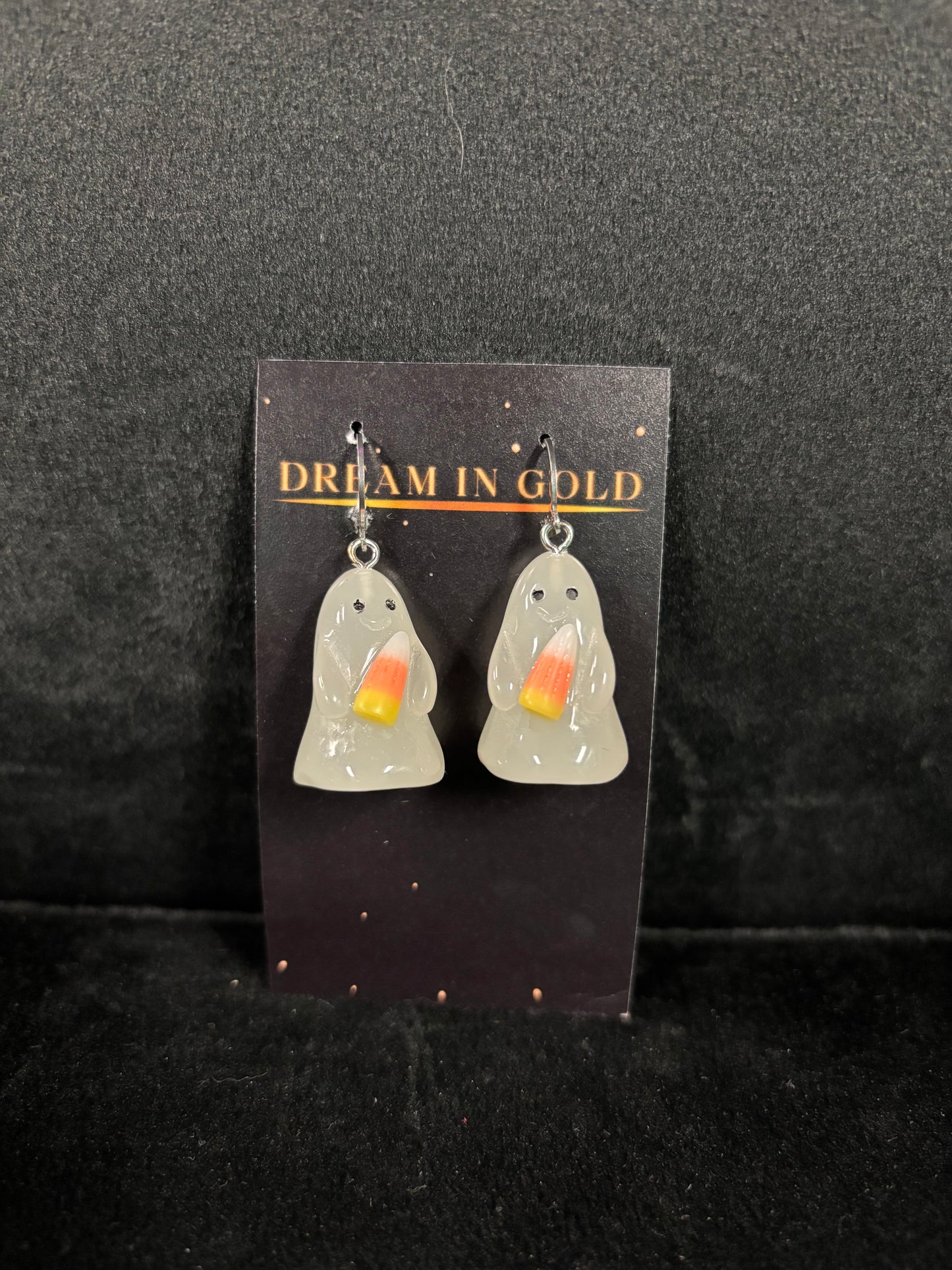 Ghost with Candy Corn - Earrings
