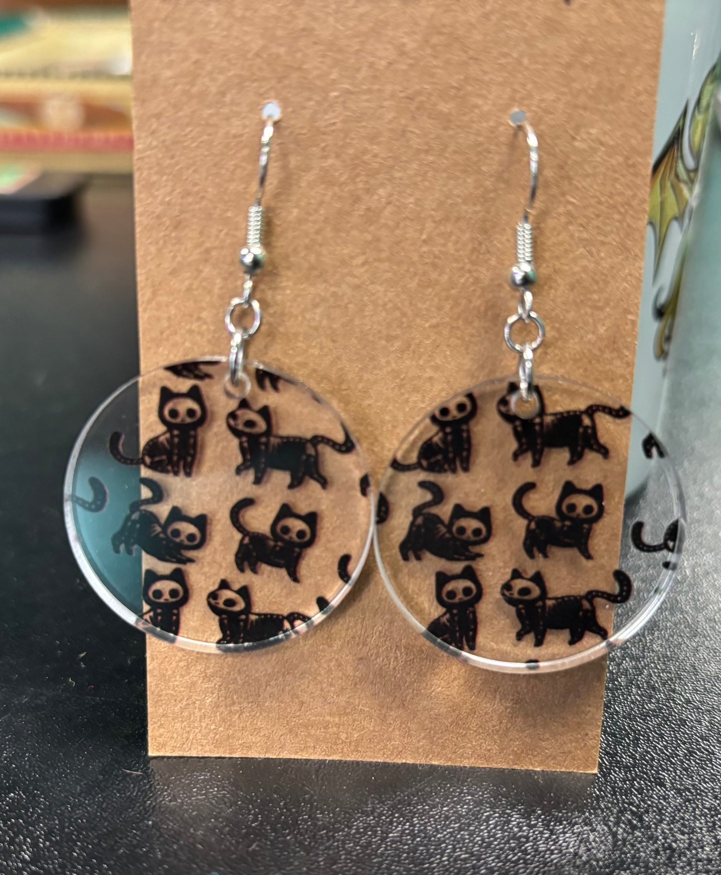 Skelton Cat Circle- Earrings