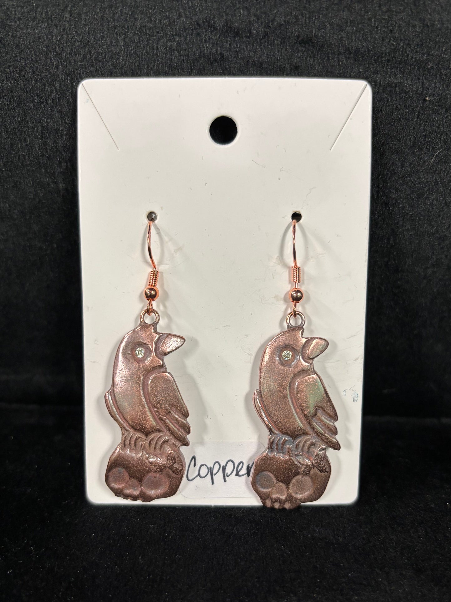 Copper Crow and Skull - Earrings