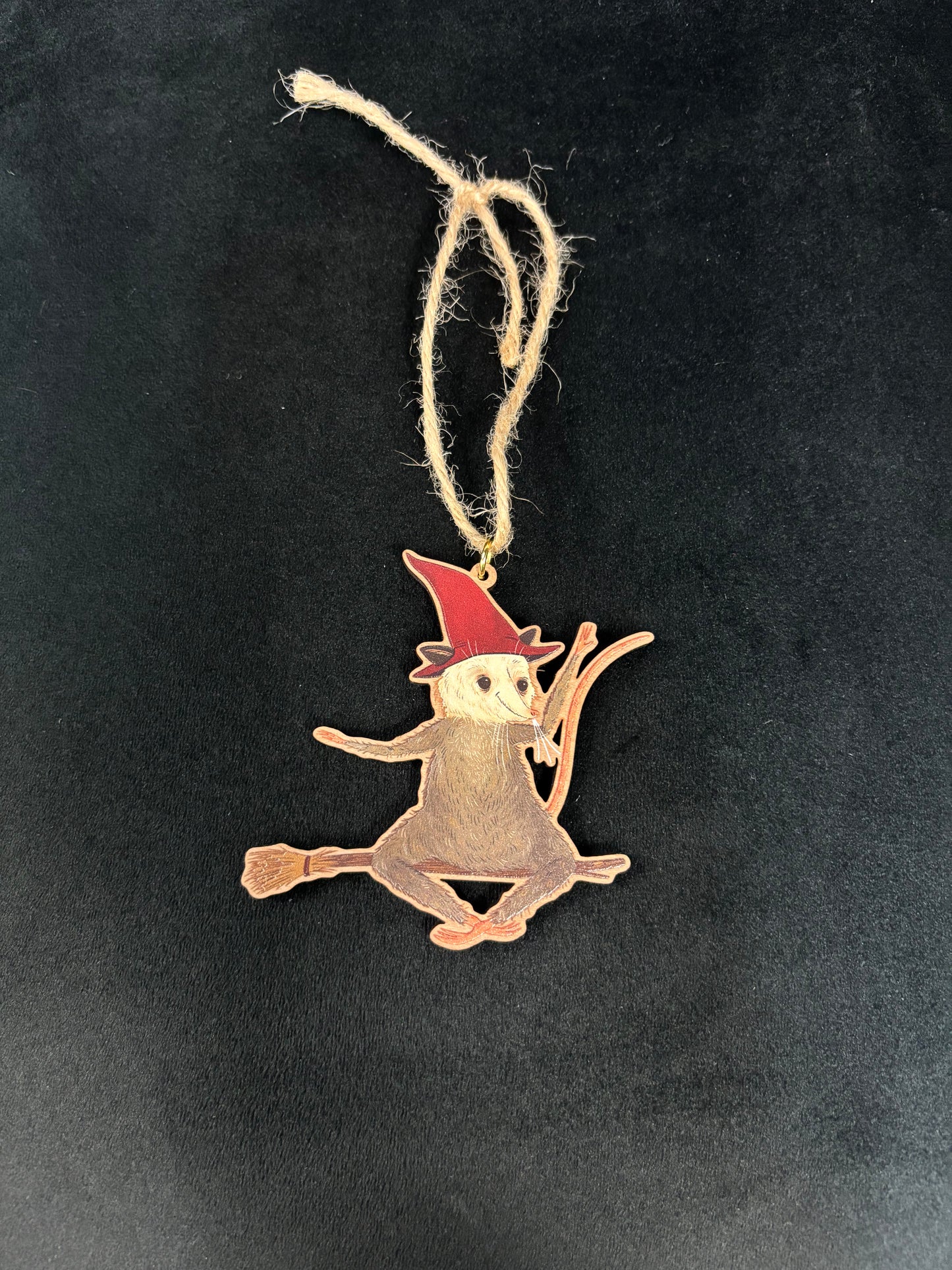 Wooden Witch Possum - Ornament