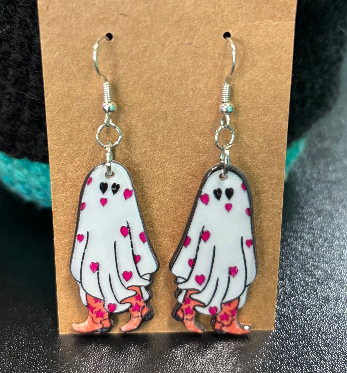 Heart Ghost with Cowboy Boots - Earring