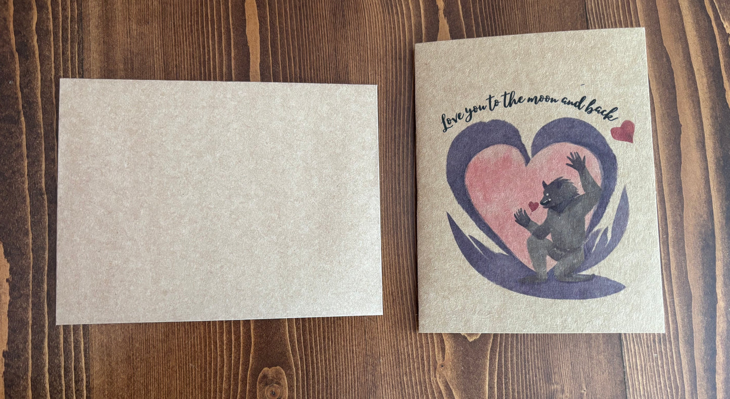 Werewolf Too the Moon - Greeting Card