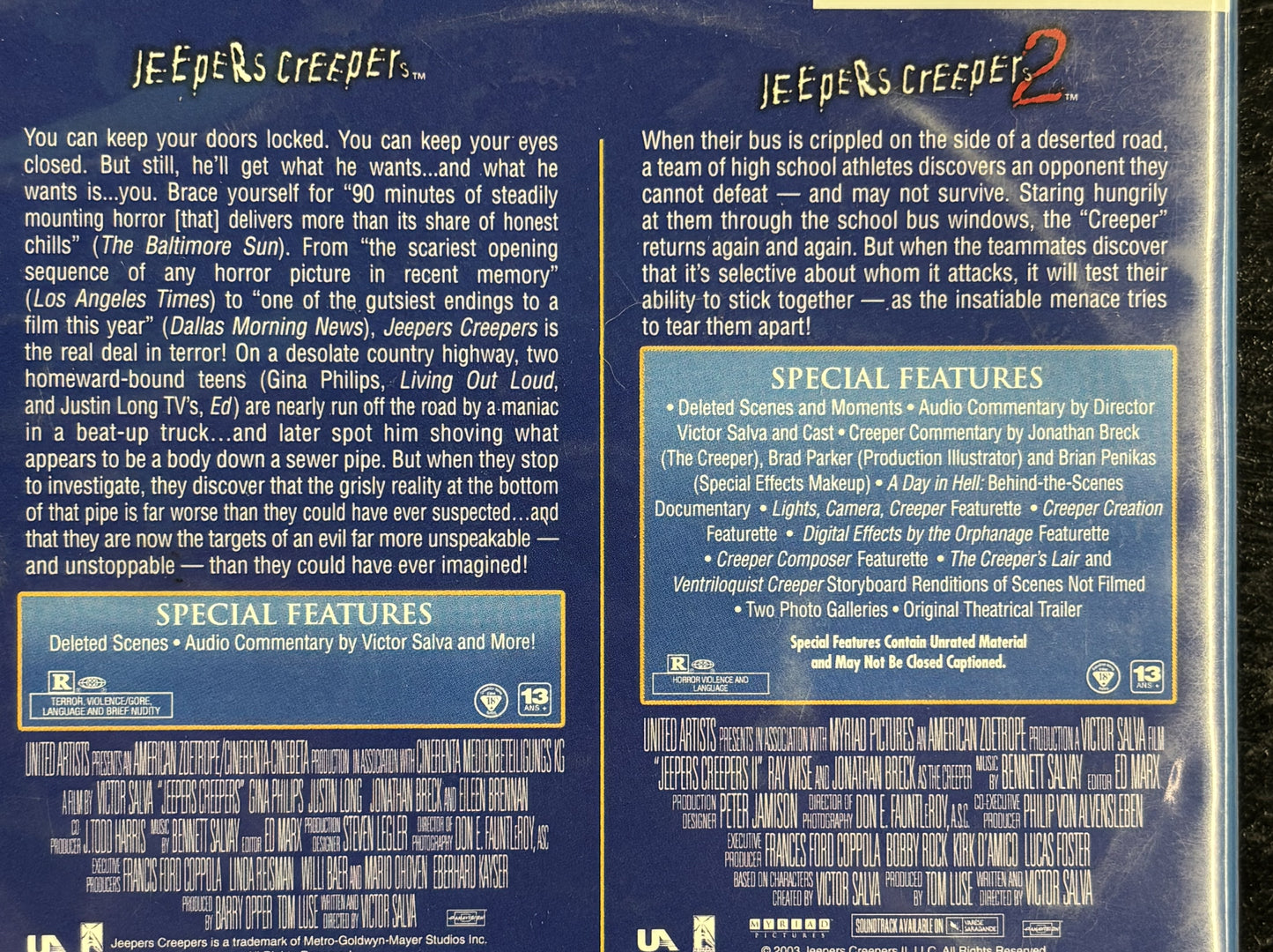 Jeepers Creepers (2001) & Jeepers Creepers 2 (2003) - DVD - used