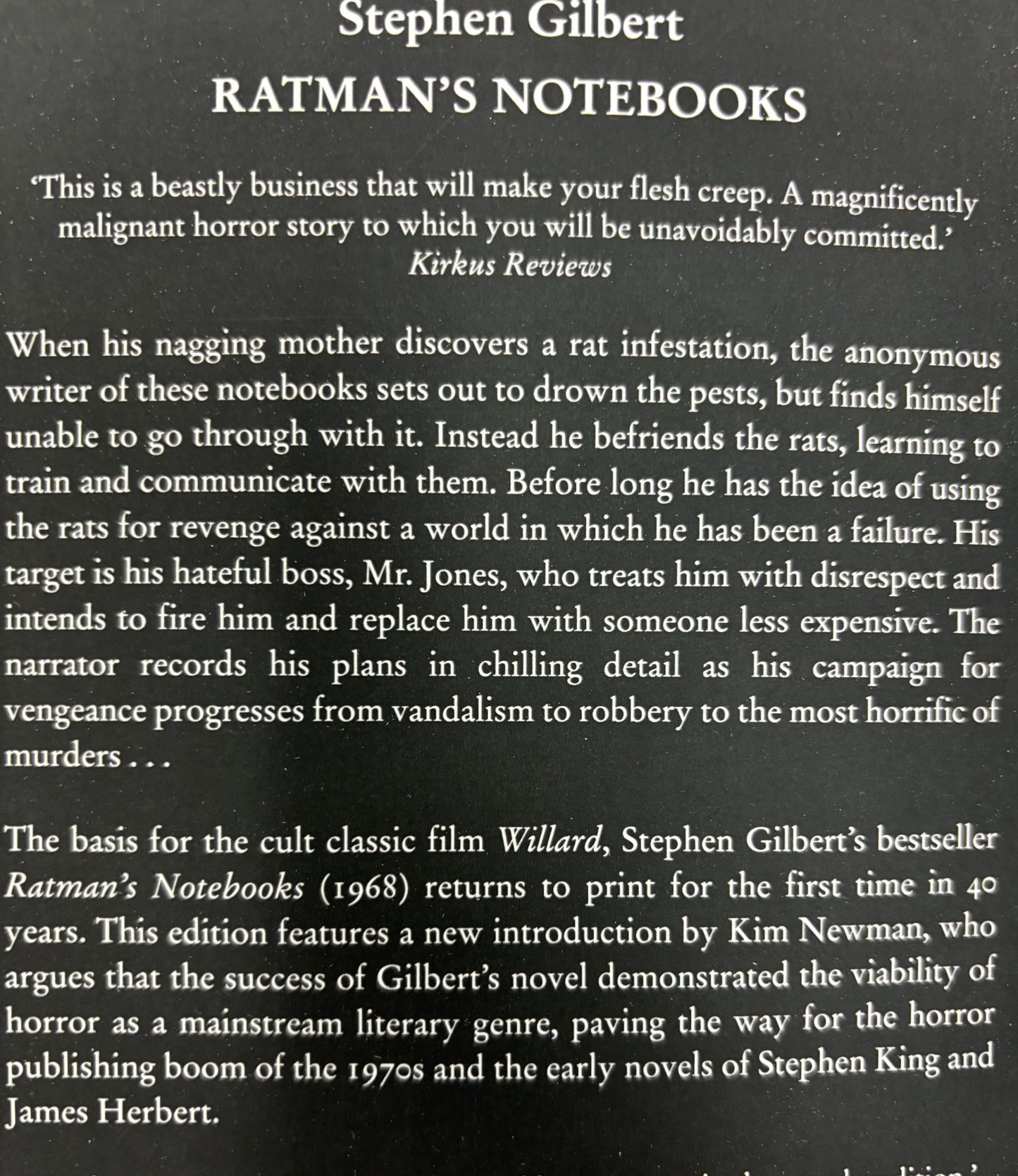 Ratman’s Notebooks by Stephen Gilbert