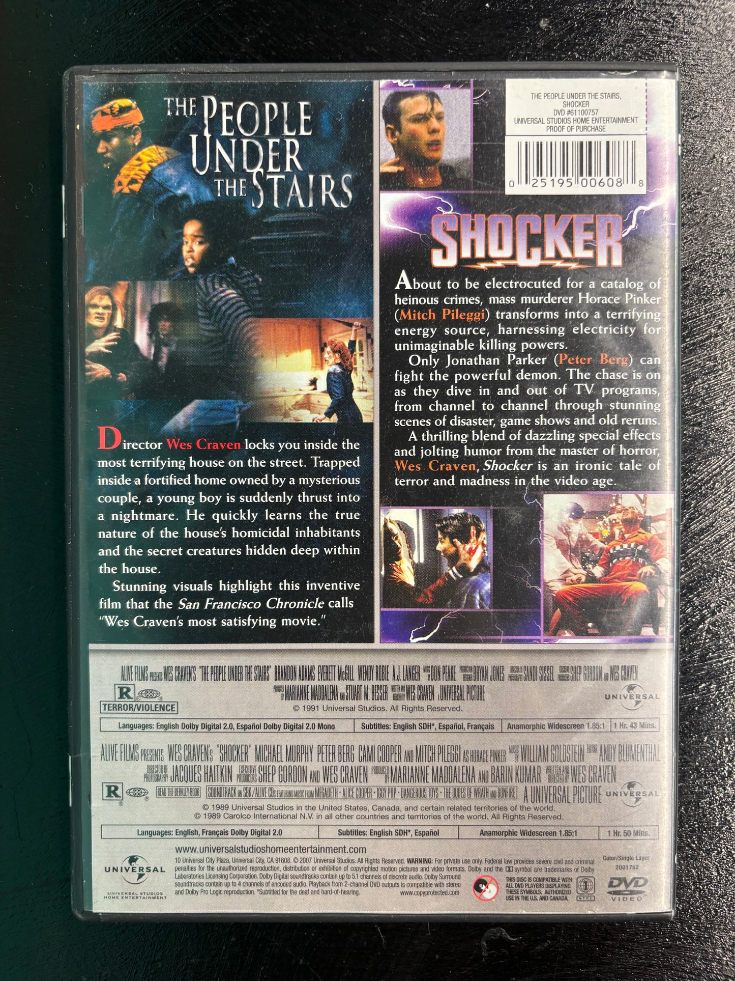 Shocker (1989) / The People Under the Stairs (1991) - DVD - used