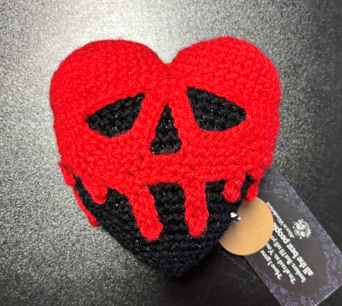 Poison Heart, red and black - Crocheted Critters