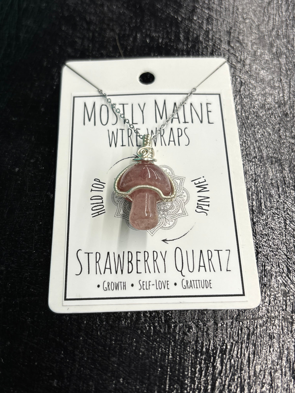 Mushroom Gemstone Fidget Wire Wrapped Silver Variant - Necklace