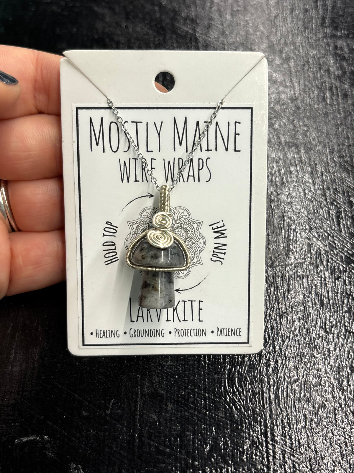 Mushroom Gemstone Fidget Wire Wrapped Silver Variant - Necklace