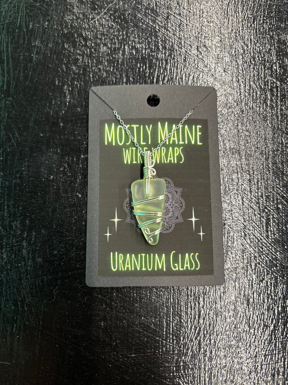 Uranium Glass Wire Wrapped Silver Variant - Necklace