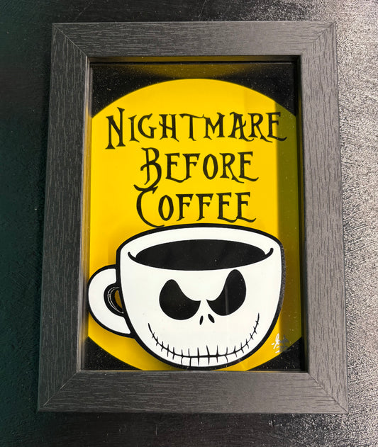Nightmare Before Coffee - shadowbox art