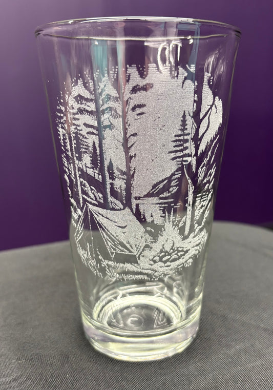 Tent Camping Mountain - Pint Glass