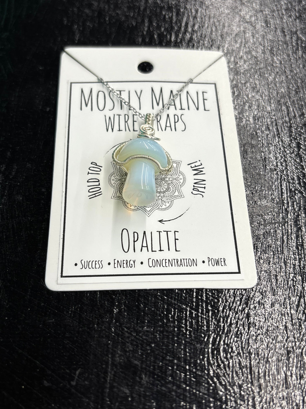Mushroom Gemstone Fidget Wire Wrapped Silver Variant - Necklace