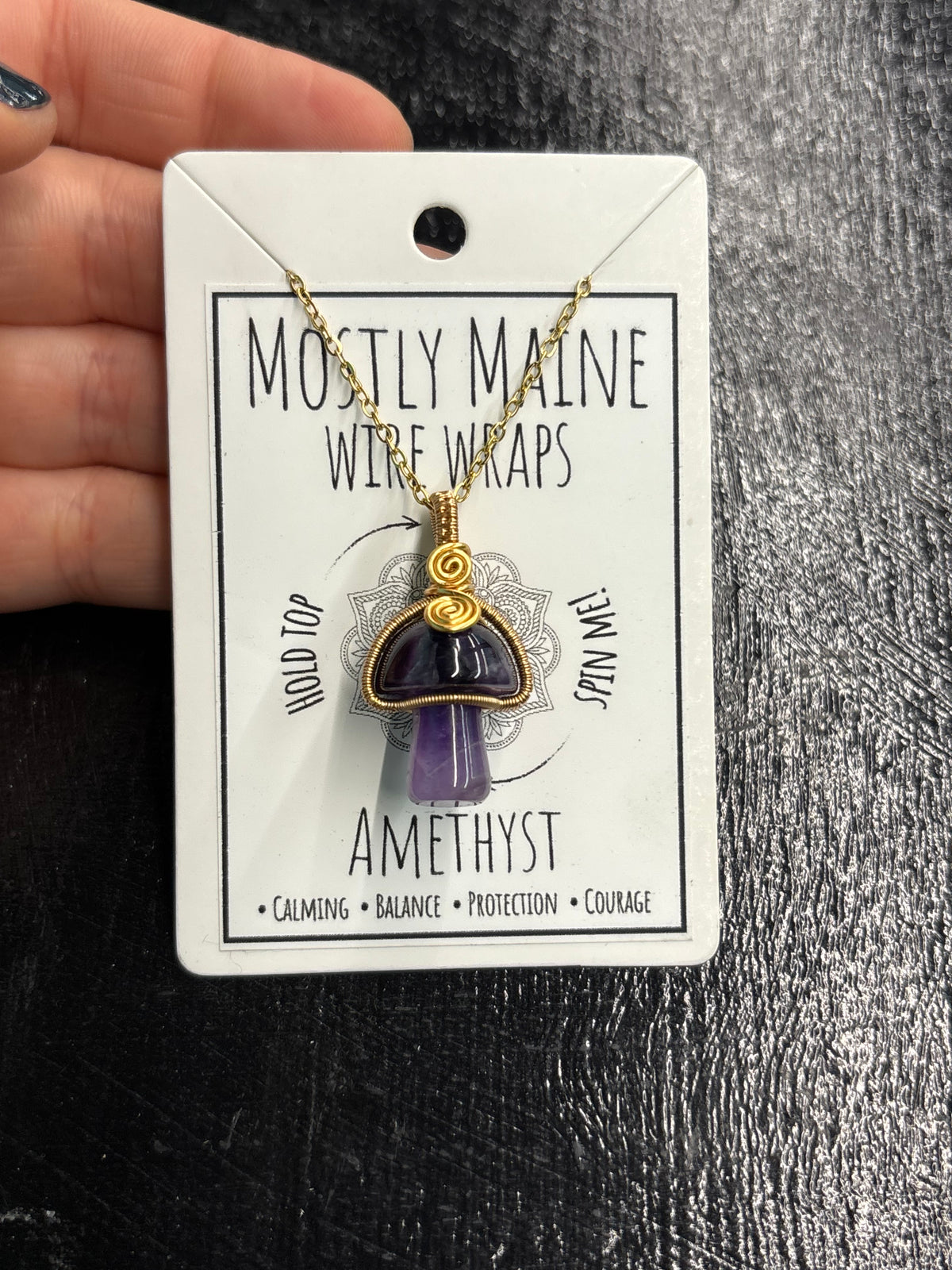 Raven Skull Gemstone Carving Wire Wrapped Gold Variant - Necklace