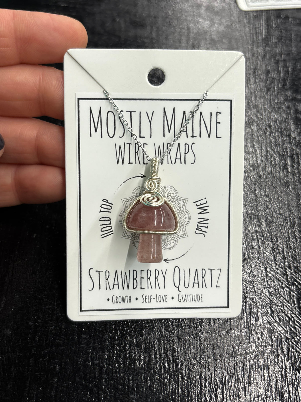 Mushroom Gemstone Fidget Wire Wrapped Silver Variant - Necklace