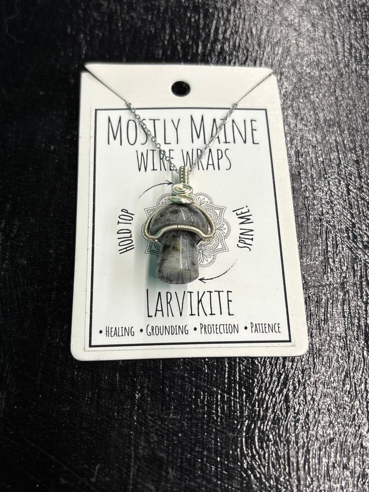 Mushroom Gemstone Fidget Wire Wrapped Silver Variant - Necklace