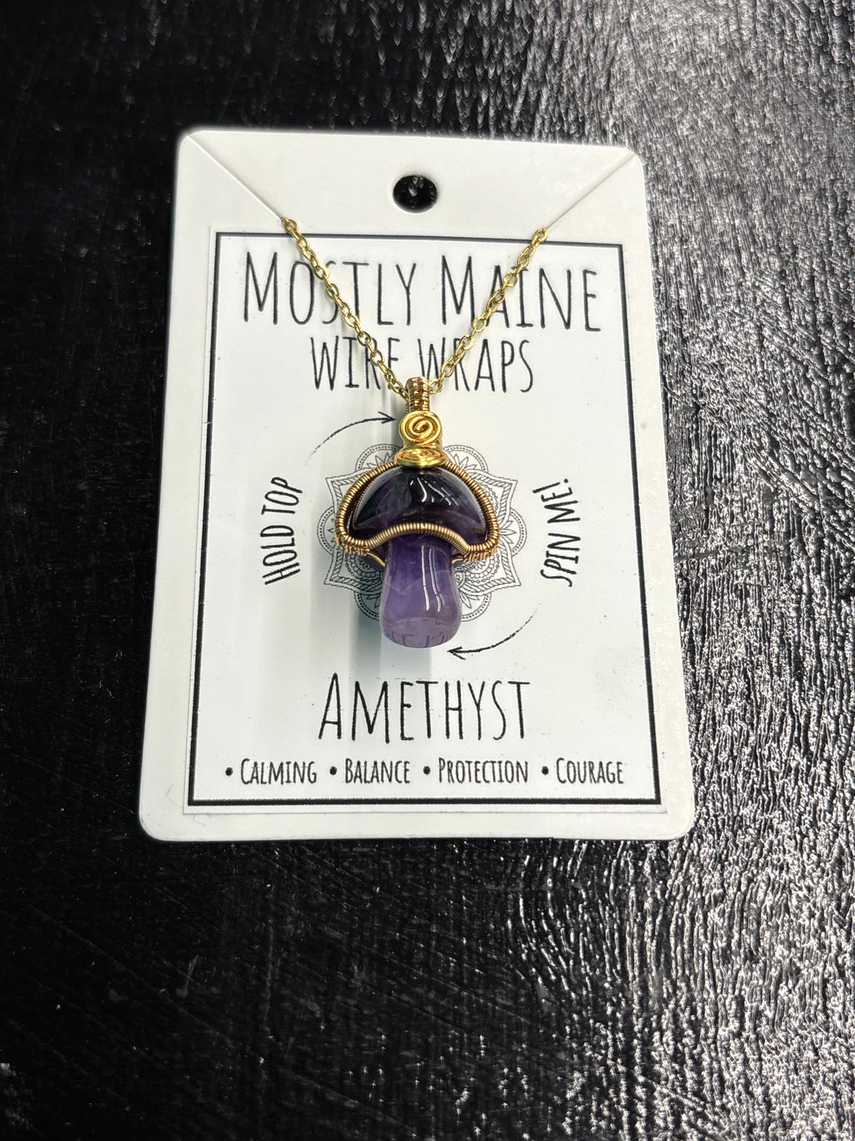 Raven Skull Gemstone Carving Wire Wrapped Gold Variant - Necklace