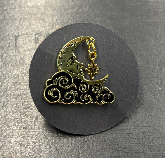 Cresent Moon and Star Dangle - Pin