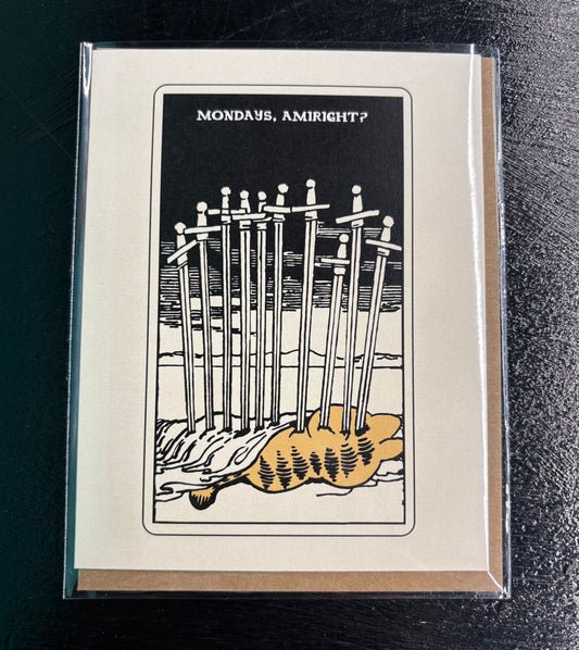 Monday Swords Tarot - Greeting Card