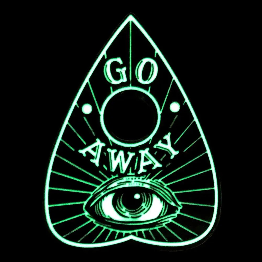 Large Ouija Planchette Glow Go Away - Pin