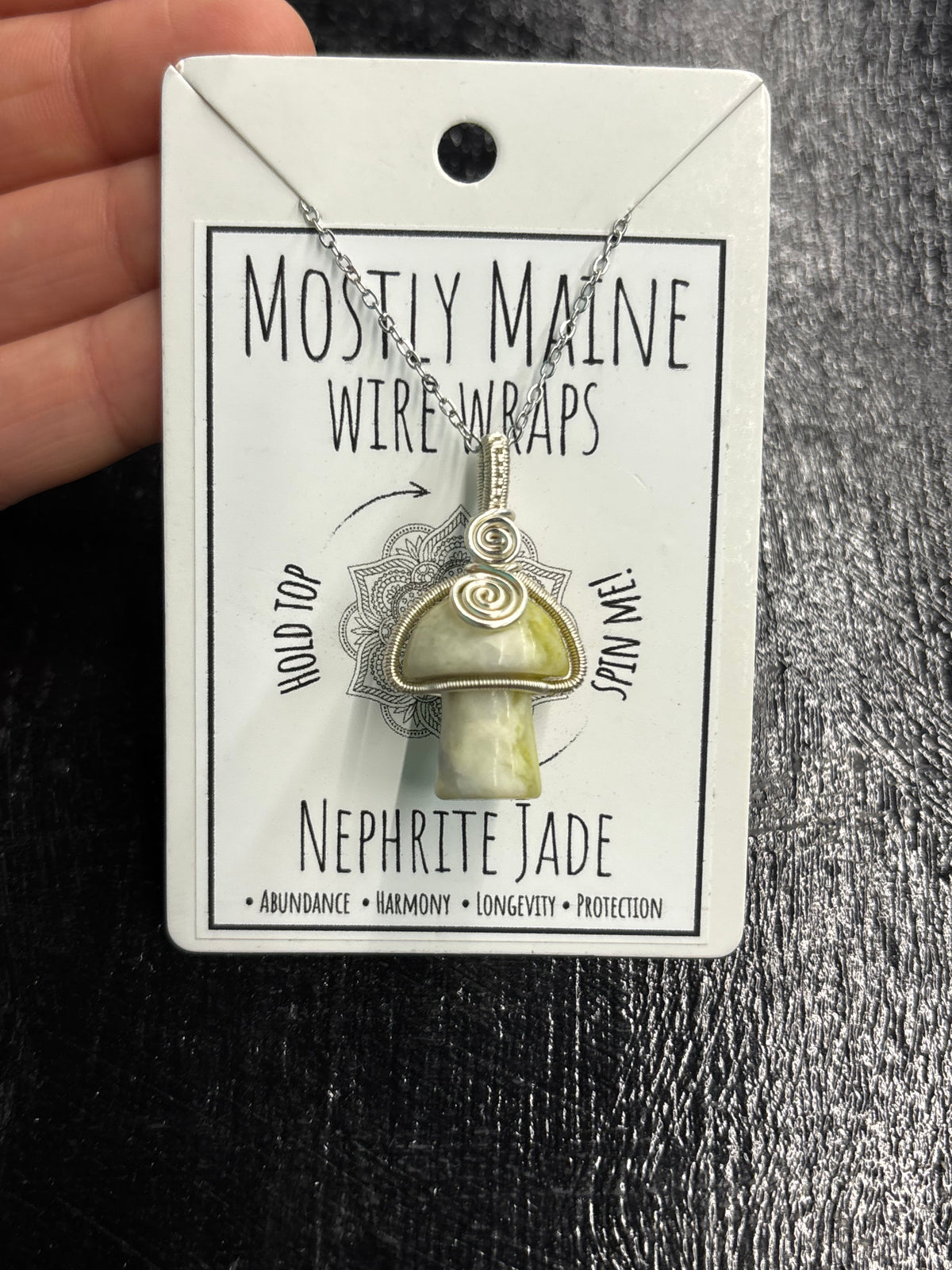 Mushroom Gemstone Fidget Wire Wrapped Silver Variant - Necklace