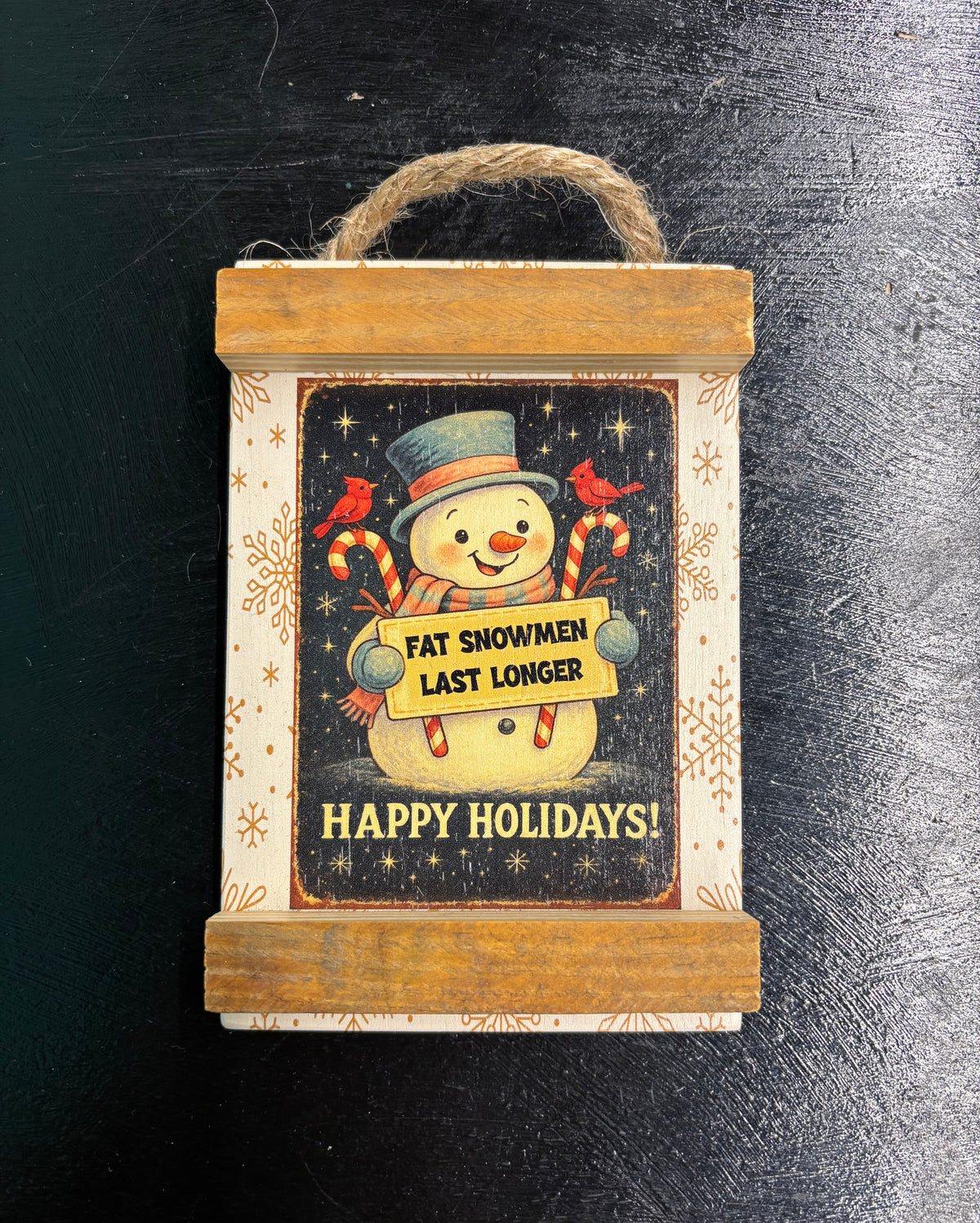 Happy Holidays Fat Snowmen - Wood Sign