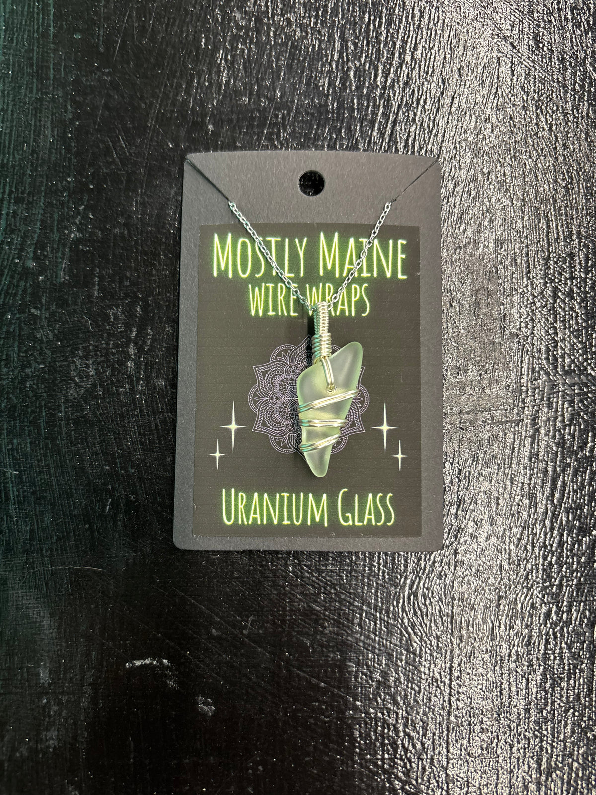 Uranium Glass Wire Wrapped Silver Variant - Necklace